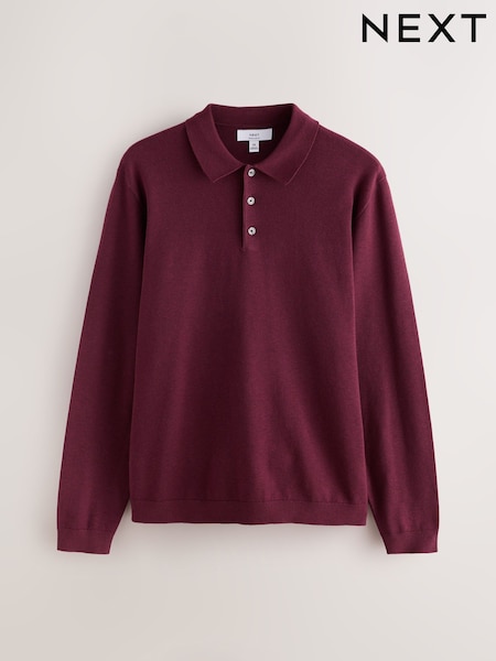 Burgundy Red - Regular Fit Knitted Polo Shirt