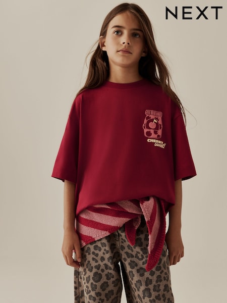 Red Cherry - Oversized Graphic Print T-shirt (3-16yrs)