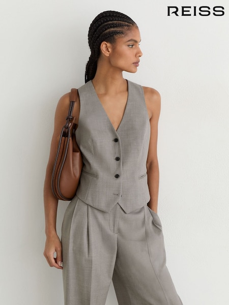 Light Grey - Reiss Darcy Wool-blend Tailored Waistcoat