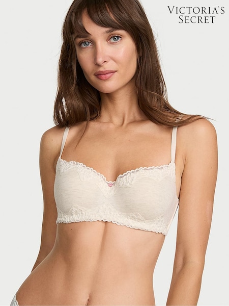 Natural Heather Nude - Victoria's Secret Cotton Lace Trim Bra
