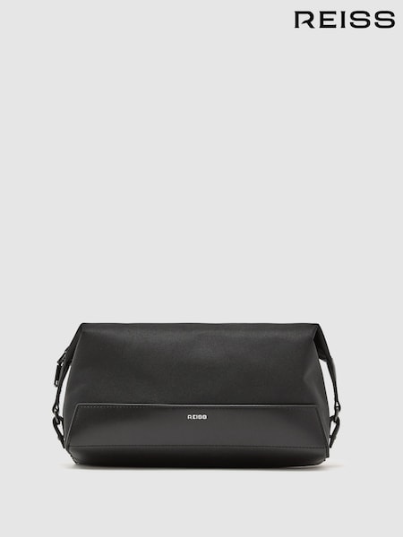 Black - Regular Reiss Esher Woven Washbag