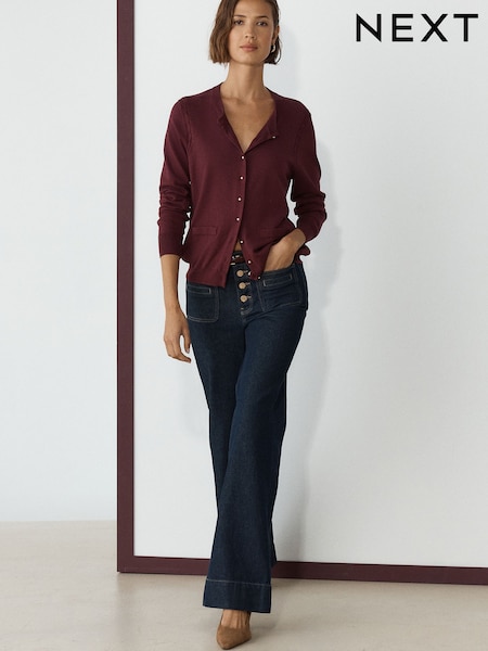 Indigo Blue - Patch Pocket Wide Leg Jeans