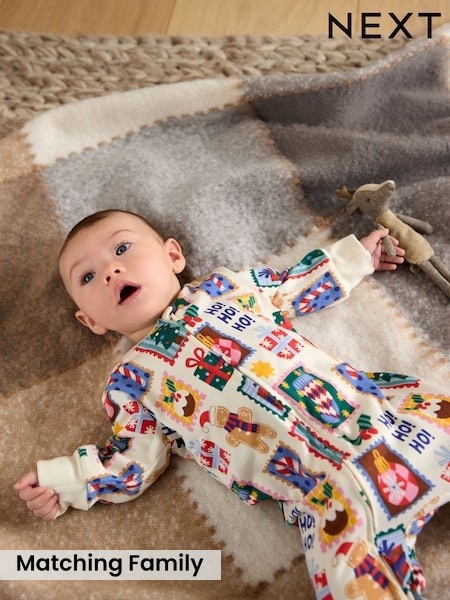 Ecru Stamps - Christmas Two Way Zip Baby Sleepsuit (0mths-2yrs)
