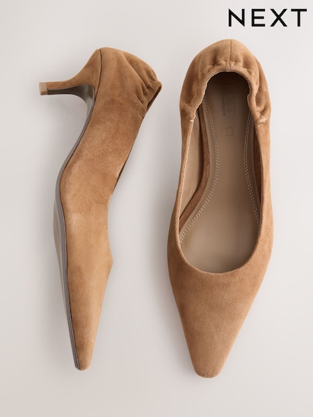 Tan Brown - Forever Comfort® Ruched Back Mid Court Heels