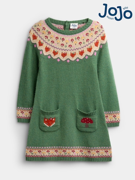 Green Fox & Toadstool - Jojo Maman Bébé Fairisle Knitted Dress