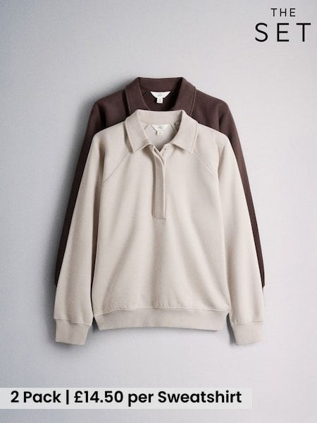Brown/Cream - The Set 2 Pack Rugby Sweatshirts