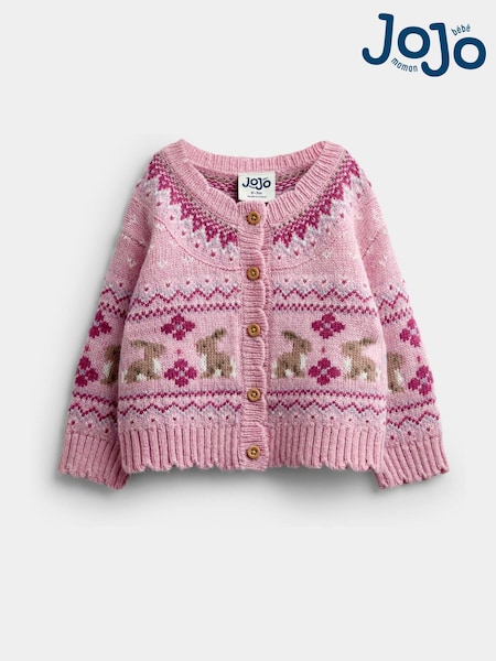 Berry Red Bunny - Jojo Maman Bébé Fairisle Knit Cardigan