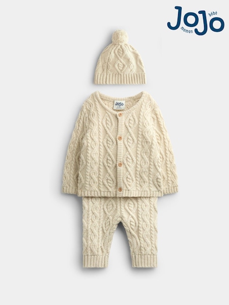Natural Cable - Jojo Maman Bébé 3-piece Cable Knit Set