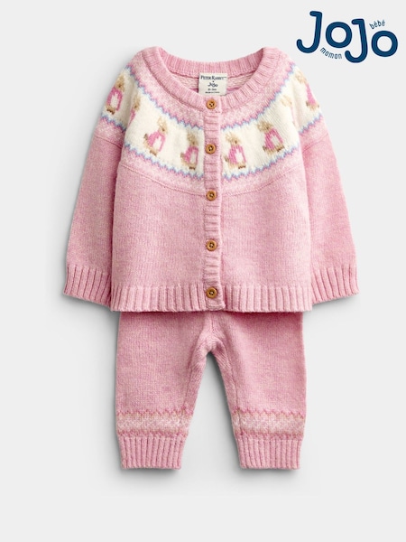 Light Pink Peter Rabbit™ - Jojo Maman Bébé Flopsy Fairisle Cardigan & Legging Set