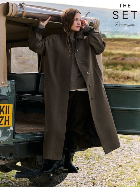 Khaki/Green - The Set Showerproof Trench Coat