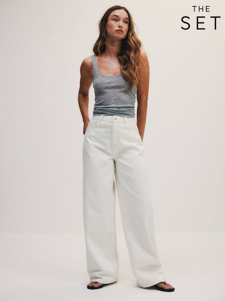 White - The Set Loose Fit Low Rise Jeans