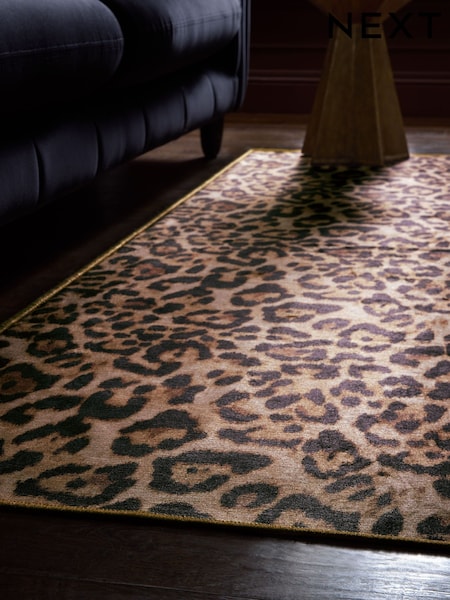 Washable Leopard Print Rug