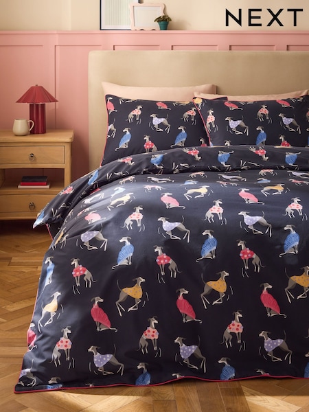 Whippet Dog Reversible Duvet Cover And Pillowcase Set