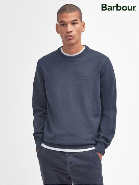 Dark Indigo - Regular Barbour® Cotton Crew Neck Jumper