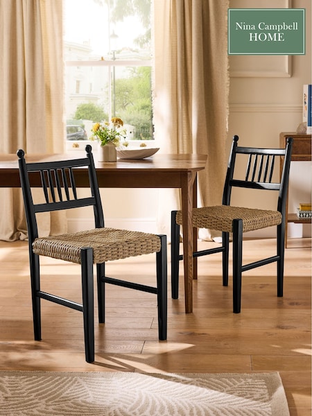 Nina Campbell Set Of 2 Alder Dining Chairs