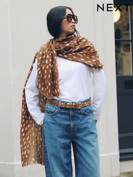 Brown Deer Print - Lightweight Scarf