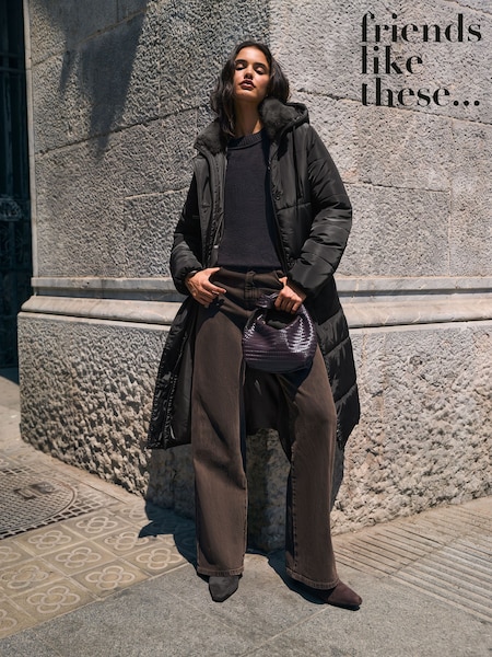 Black - Friends Like These Premium Padded Belted Coat