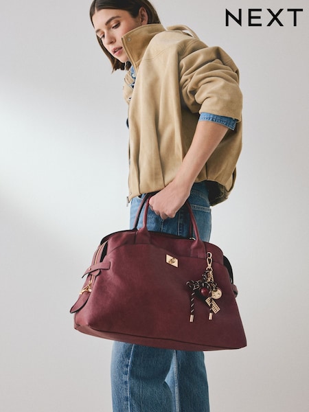 Burgundy Red - Large Charm Tote Bag