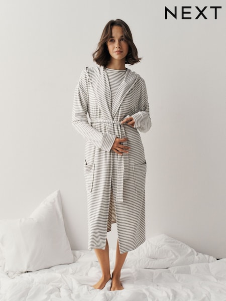 Light Grey Stripe - Cosy Lightweight Dressing Gown