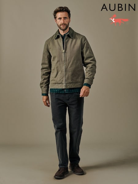Khaki/Green - Regular Aubin Khaki/green Newland Canvas Harrington Jacket