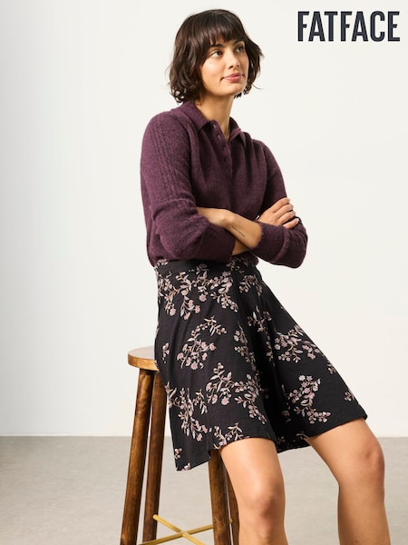 Black Vintage Floral - Fatface Skirt