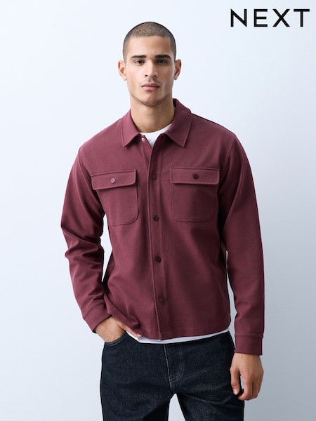 Maroon Purple - Regular Jersey Twill Popper Shacket
