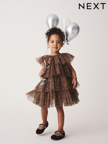 Leopard Animal Print - Mesh Tiered Occasion Dress (3mths-8yrs)