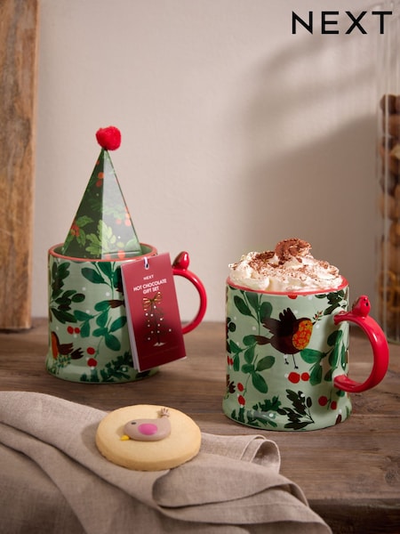 Christmas Hot Chocolate Robin Mug Gift Set