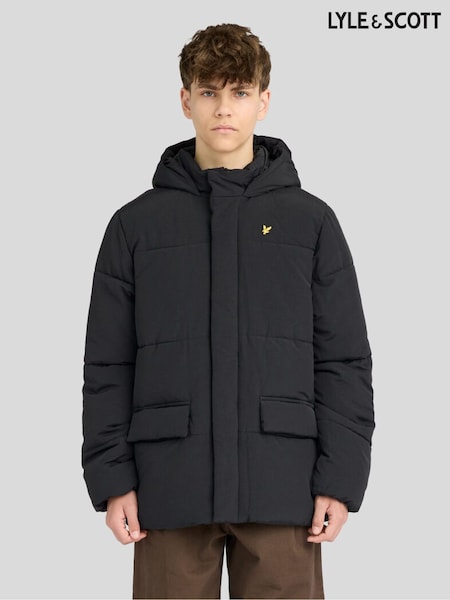 Black - Lyle & Scott Nylon Padded Coat