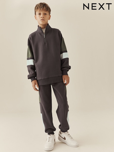 Mink Brown - Funnel Neck Zip Up Joggers Set (3-16yrs)