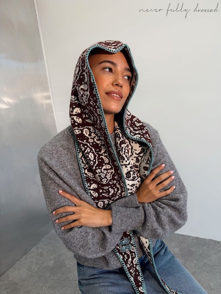 Brown Bandana - Never Fully Dressed Knit Hooded Scarf
