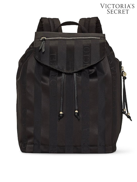 Black Jacquard Stripe - Victoria's Secret Flap Backpack