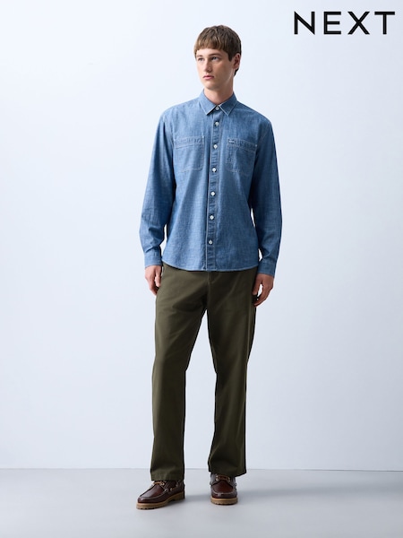 Khaki Green - Relaxed Fit 100% Cotton Chino Trousers