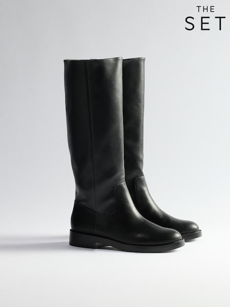 Black - The Set Knee High Clean Rider Boots