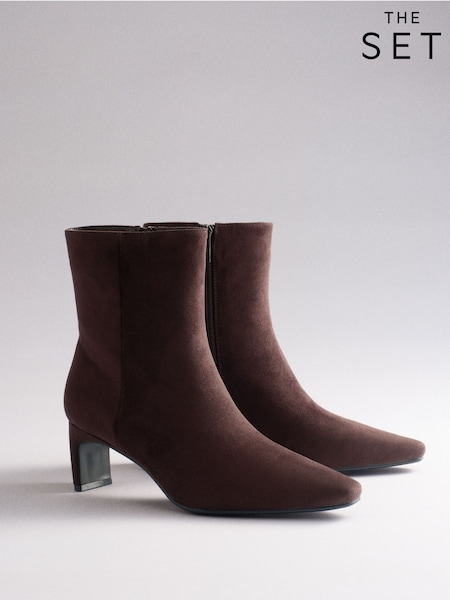 Chocolate Brown - The Set Chisel Toe Heel Ankle Boots