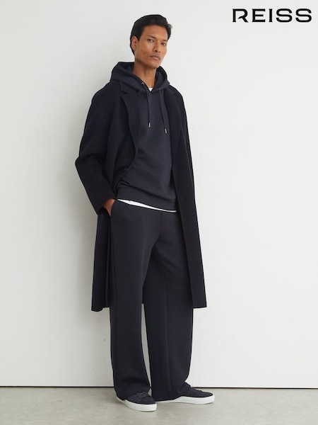 Navy - Regular Reiss Rivo Sueded Interlock Jersey Relaxed-fit Joggers