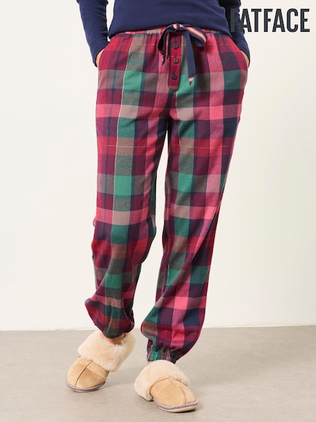 Plum Purple - Fatface Metallic Check Cuffed Pyjama Bottoms
