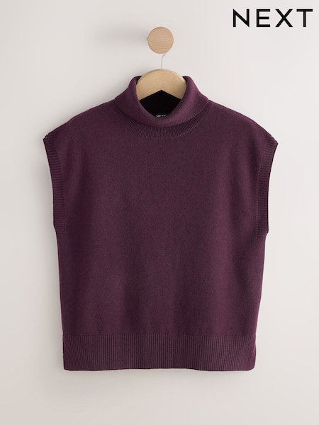 Burgundy Red - Tank Roll Neck Cover-up