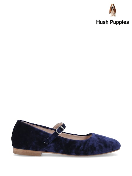 Blue - Hush Puppies Pasha Velvet Ballerina Shoes