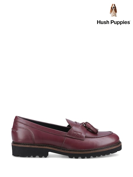 Red - Hush Puppies Ginny Leather Wide Fit Loafers