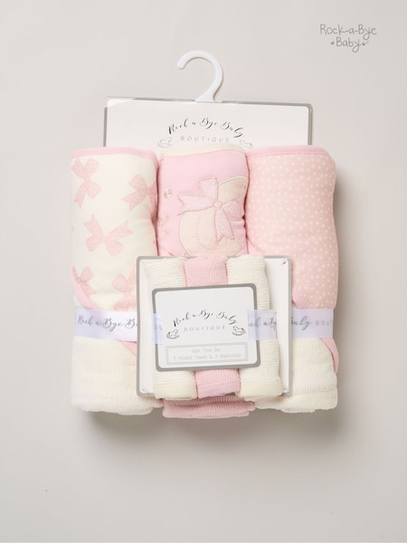 White Chalk - Rock-a-bye Baby Boutique Hooded Towels And Wash Cloth Set 3 Pack