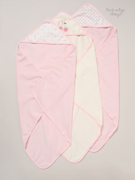 Cherry Pink - Rock-a-bye Baby Boutique Hooded Towels And Wash Cloth Set 3 Pack