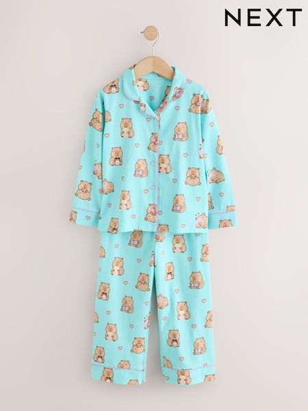 Teal Blue Capybara - Jersey Button-through Pyjamas (3-16yrs)
