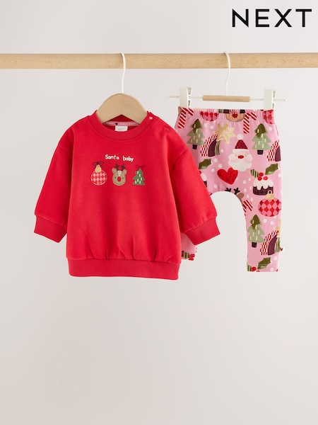 Red Christmas Character - Baby Sweat Top And Leggings Set 2 Piece (0mths-2yrs)