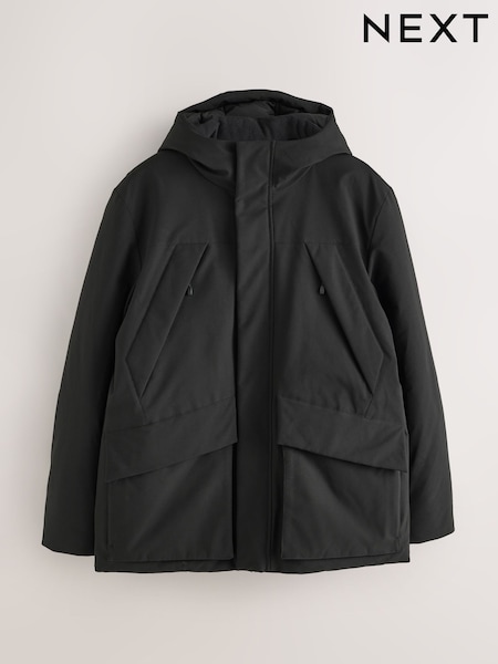 Black - Regular Waterpoof Borg Lined Parka