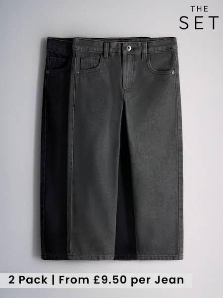 Black/Grey - The Set 2 Pack Straight Fit Jeans