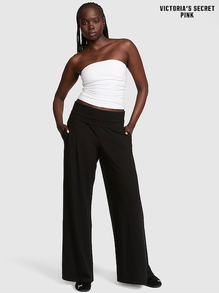 Black - Victoria's Secret Pink Foldover Wide Leg Trousers