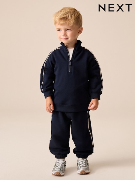 Navy/White - Half Zip Top And Joggers Set (3mths-7yrs)