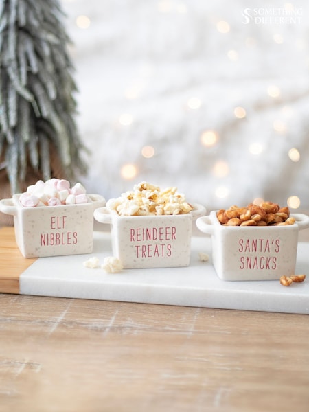 Something Different Set Of 3 Ceramic Christmas Snack Bowls