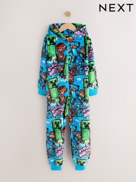Blue Minecraft - Fleece All-in-one (4-16yrs)